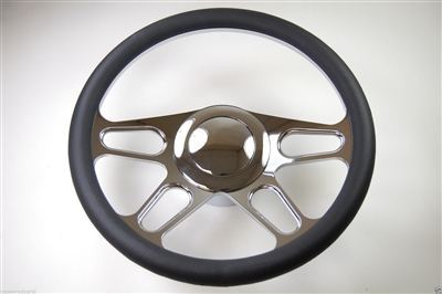 Chrome Aluminum Steering Wheel 14" 4 Slot Style