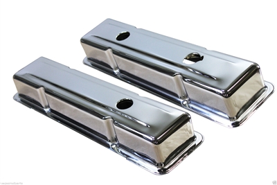 STEEL chrome Valve Covers Chevy SBC 283 305 350 400 SMALL BLOCK