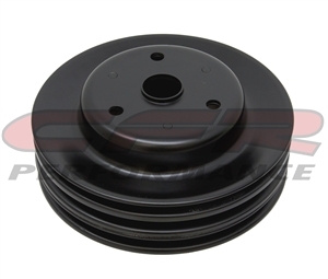 Small Block Chevy Black steel Crank Pulley long triple groove chevrolte 3 lower