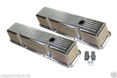 Aluminum Valve Covers small block chevy 305 350 327 tall Chevrolet polished ball milled