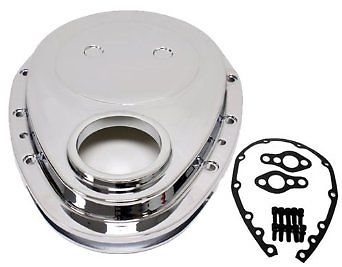 CHEVY SMALL BLOCK 283-305-327-350-400 ALUMINUM TIMING CHAIN COVER SET - CHROME