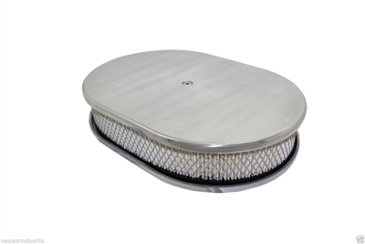 CHEVY/FORD/MOPAR 12" OVAL POLISHED ALUMINUM AIR CLEANER - SMOOTH