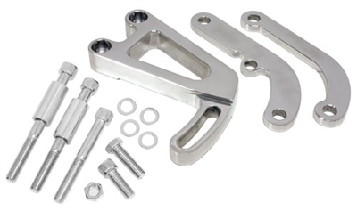 1963-87 CHEVY SMALL BLOCK POWER STEERING BRACKET SET (LWP) - POLISHED