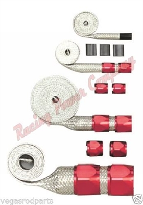 Staineless steel hose sleeving kit braided hose covering radiator heater fuel red