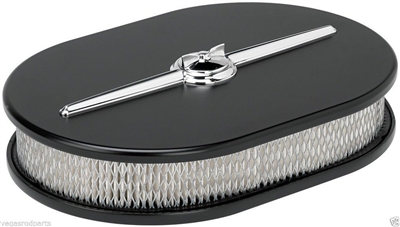 BILLET SPECIALTIES STREAMLINE SATIN BLACK ALUMINUM AIR CLEANER,SMALL OVAL,15324