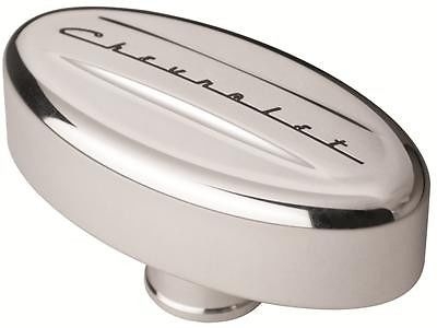 Billet Valve Cover Breather chevrolet script polished bowtie oval
