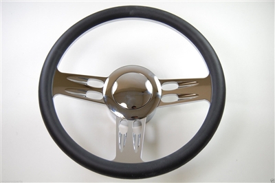 14" Chrome Aluminum steering wheel 3 slot GM chevy custom half wrap