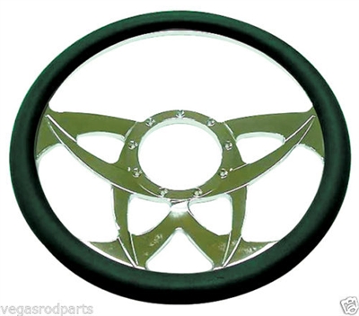 14" Chrome Aluminum steering wheel NINJA GM chevy custom half wrap