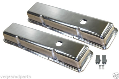 Chrome Aluminum Small Block Chevy Valve Cover Set 350 327 305 283 Baffled smooth