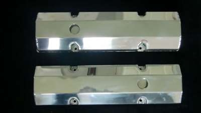 GM Small Block Chevy Fabricated Flat Top Valve Covers Chromed aluminum