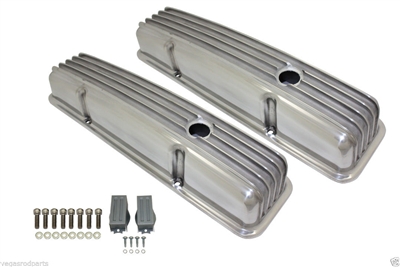 Nostalgic Aluminum Finned Valve Covers (baffled) small block chevy