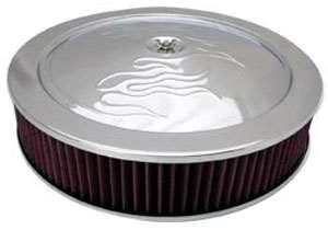 Muscle Car Style Round air Cleaner Set 14 inch flamed washable