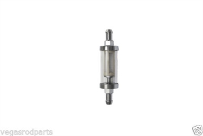 Chrome Fuel Filter glass Element ford chevy dodge washable chrome steel 3/8 inch