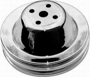 Small block Chevy Water Pump Upper Pulley double groove short pump