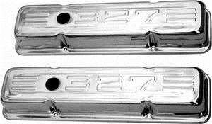 Chrome Steel Valve Covers 327 C.I.D LOGO