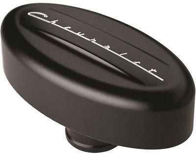 Billet Specialties Valve Cover Breather black script cheverolet oval chevy