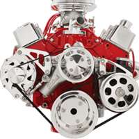 Small Block Chevy Mid Mount Alternator & Power Steering serpentine Kit Billet Aluminum