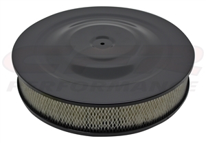 CHEVY FORD pro 14" BLACK STEEL AIR CLEANER SET recessed BASE paper FILT