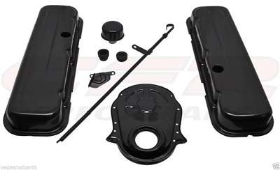 1965-95 CHEVY BIG BLOCK 396-427-454-502 BLACK STEEL short ENGINE DRESS UP KIT