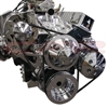 CHEVY SMALL BLOCK COMPLETE PULLEY, BRACKET & PUMP SET long pump -satin finish