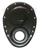 STEEL 1955-95 CHEVY SB 283-305-327-350-400 TIMING CHAIN COVER W/ TAB - BLACK