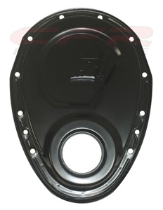 Small block chevy chevrolet timing cover steel Black 350 305 400 327 pointer welded