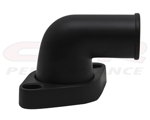 90 swivel Water Neck Aluminum thermostat housing black outlet chevy chevrolet