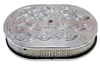 CHEVY/FORD/MOPAR 12" OVAL POLISHED ALUMINUM AIR CLEANER - RAISED FLAME