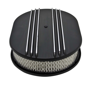 12â€ OVAL ALUMINUM AIR CLEANER - PARTIAL FINNED BLACK