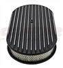 CHEVY FORD 15” OVAL ALUMINUM AIR CLEANER full FINNED BLACK Nostalgia Partial