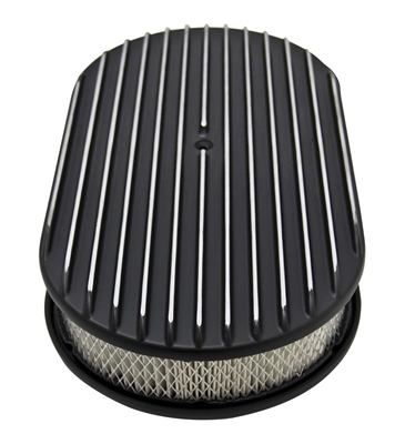 15â€ OVAL ALUMINUM AIR CLEANER - FINNED BLACK