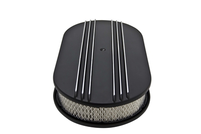 15â€ OVAL ALUMINUM AIR CLEANER - PARTIAL FINNED BLACK