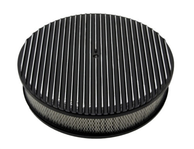 CHEVY FORD MOPAR 14" ROUND BLACK ALUMINUM AIR CLEANER FULL FINNED