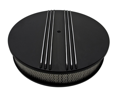 CHEVY FORD MOPAR 14" ROUND BLACK ALUMINUM AIR CLEANER Half FINNED