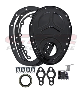 2 pc CHEVY SMALL BLOCK 283-305-327-350-400 STEEL TIMING CHAIN COVER 2 piece