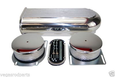 Aluminum Hood Scoop Fins Hilborn Style dual single carburator qaud air filter