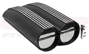 Shot gun BLACK Aluminum finned Race Hood Scoop chevy ford dodge air cleaner