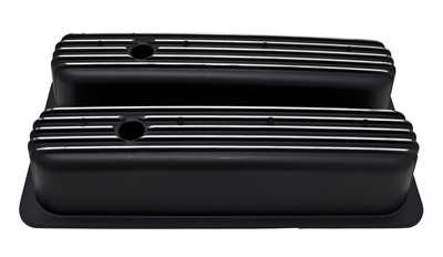 1987-97 CHEVY 5.0L & 5.7L TALL ALUMINUM CENTER BOLT VALVE COVERS - FINNED BLACK