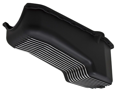 1958-79 CHEVY SB 262-400 ALUMINUM STOCK CAPACITY OIL PAN - RETRO FINNED - BLACK