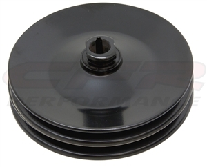 Black steel GM Chevy Chevrolet Power Steering Pulley 2 double groove 1/8" key