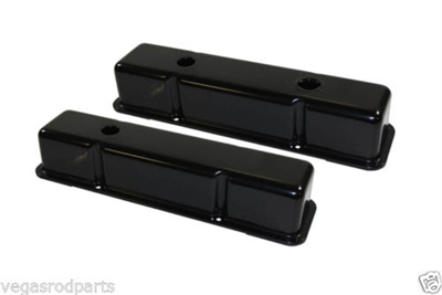STEEL BLACK Valve Covers Chevy SBC 283 305 350 400 SMALL BLOCK