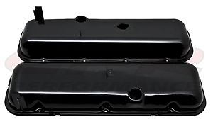 1965-72 CHEVY BB 396-427-454 SHORT VALVE COVERS BLACK WITH DRIPPER RAILS