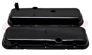 1965-72 CHEVY BB 396-427-454 SHORT VALVE COVERS BLACK WITH DRIPPER RAILS