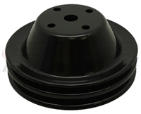 Small Block Chevy Black steel Water Pump Pulley long double 2 groove chevrolet