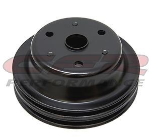 Crankshaft Pulley V-Belt 2-Groove Steel EDP black SBC Long Pump 350 400 chevy