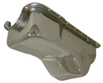 1988-96 FORD SMALL BLOCK 255-260-289-302 STOCK CAPACITY TRUCK OIL PAN - CHROME rear sump