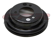 Black steel add on Crank Pulley Chevy short single groove 1 327 350 454 396