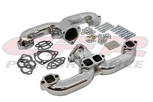 Exhaust Chrome steel Manifold Set Chevy ram RAMS horns header CHEVY
