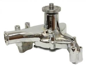 1969-84 CHEVY SMALL BLOCK ALUMINUM HIGH VOLUME LONG WATER PUMP - chromed
