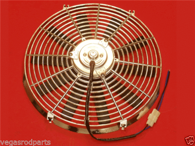 Chrome 14 " inch HIGH PERFORMANCE ELECTRIC RADIATOR COOLING FAN FLAT BLAD